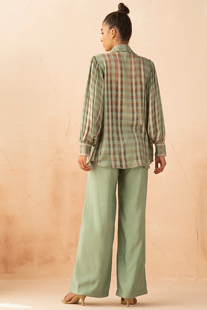 Sea Green Cotton Pant Set by APZ at Pernia's Pop Up Shop