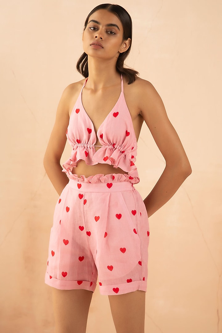 Pink Printed Jacket Set by APZ at Pernia's Pop Up Shop