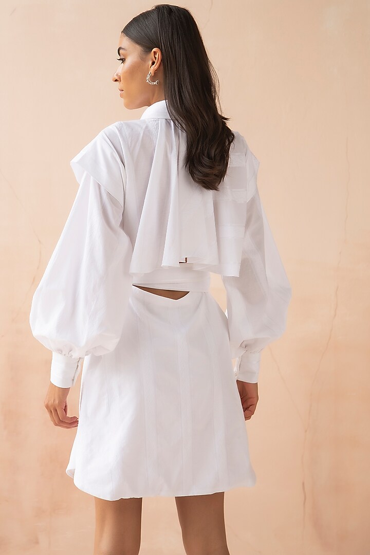 White Pleated Vacation Dress With Belt by APZ at Pernia's Pop Up Shop