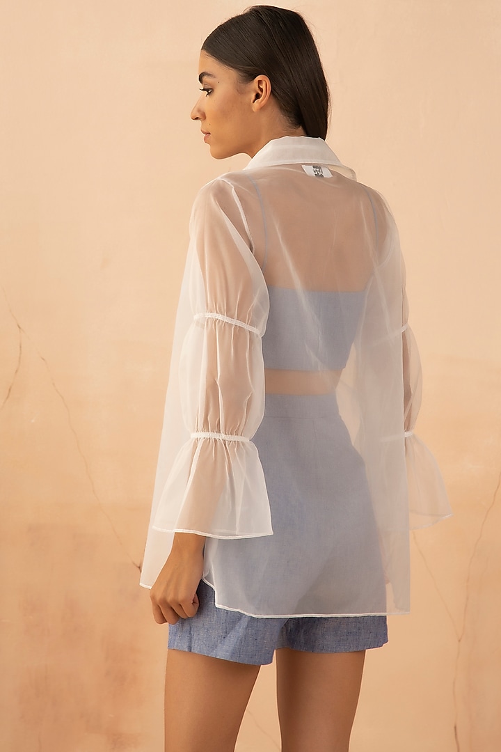 White & Denim Blue Jacket Set by APZ at Pernia's Pop Up Shop