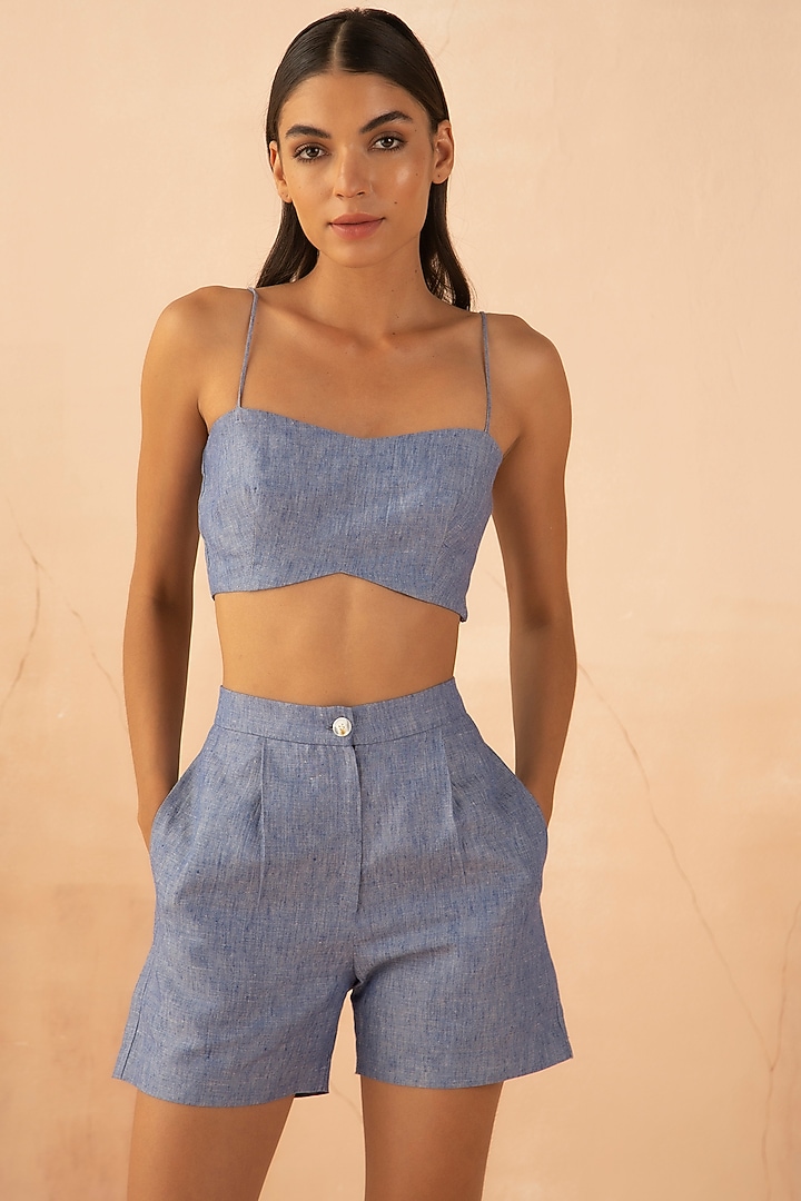 White & Denim Blue Jacket Set by APZ at Pernia's Pop Up Shop