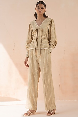 Sand Textured Linen Pant Set by APZ