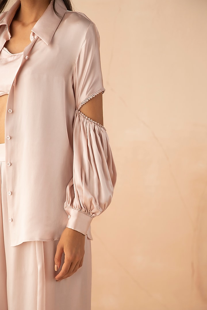 Dusty Rose Pant Set With Draped Belt by APZ at Pernia's Pop Up Shop