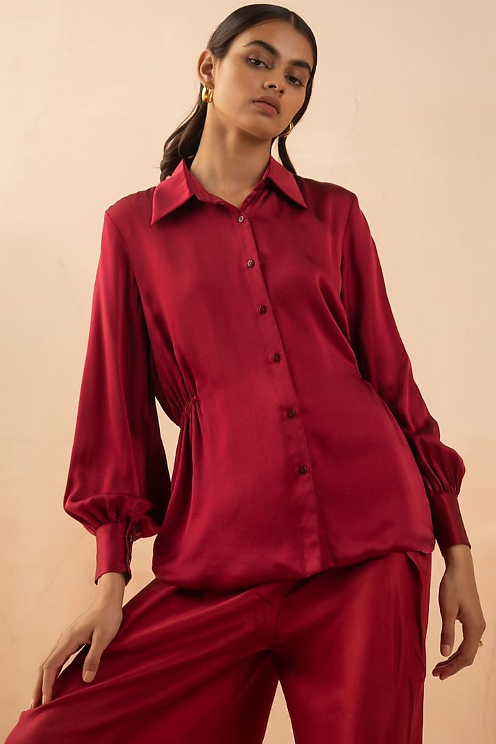 Cranberry Red Silk Shirt by APZ