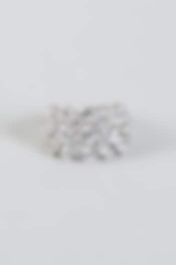 White Finish Zig-Zag Cocktail Ring In Sterling Silver by Tesoro by Bhavika