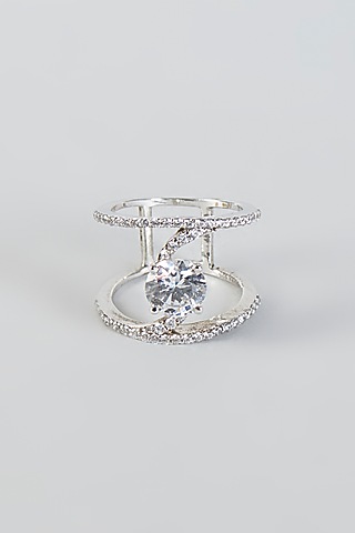 White Finish Infinity Ring In Sterling Silver by Tesoro by Bhavika