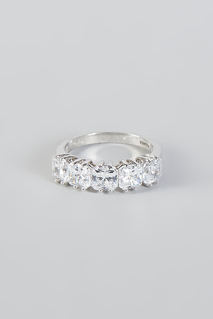 White Finish Eternity Band In Sterling Silver by Tesoro by Bhavika