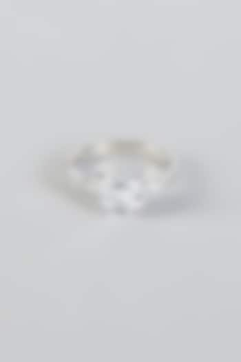 White Finish Cushion-Cut Solitaire Ring In Sterling Silver by Tesoro by Bhavika at Pernia's Pop Up Shop