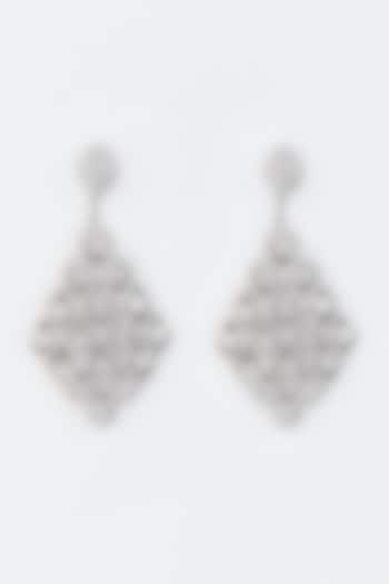 White Finish Chandelier Earrings In Sterling Silver by Tesoro by Bhavika