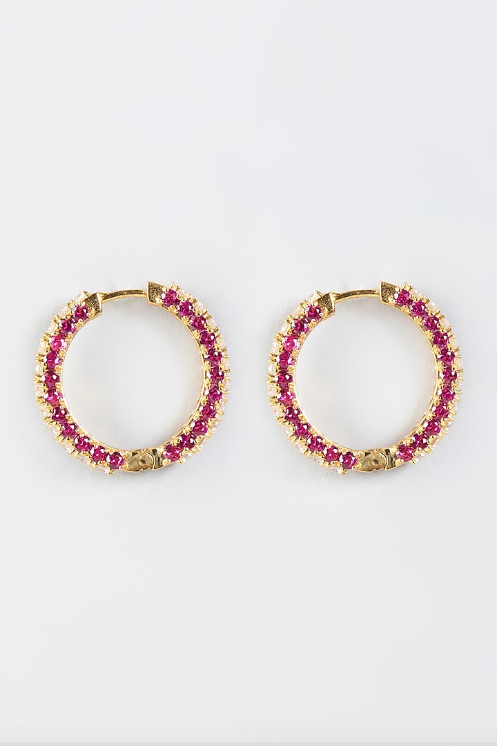 Gold Finish Hoop Earrings In Sterling Silver by Tesoro by Bhavika at Pernia's Pop Up Shop