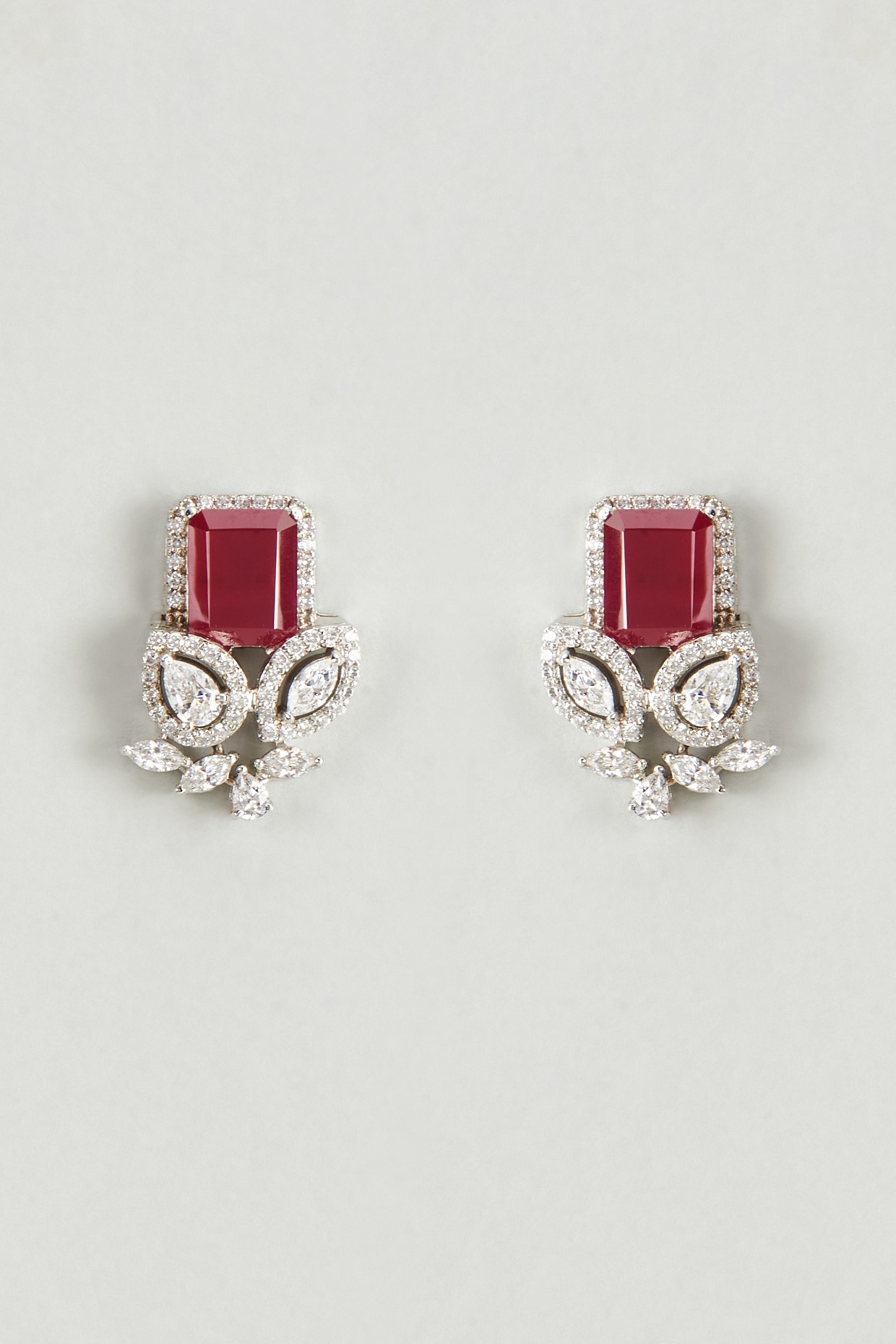 5446022 Swarovski Angelic Pierced Earrings, Red, Rhodium plating