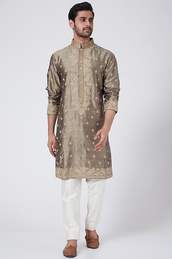 Brownish Green Kurta Set by Aqube by Amber Men at Pernia's Pop Up Shop