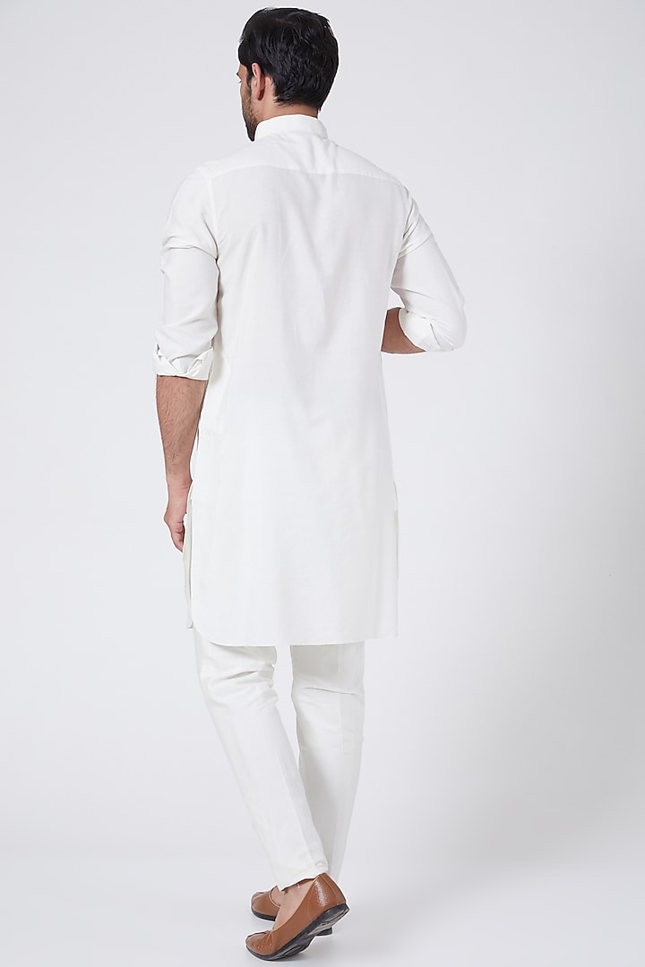Ivory Spun Silk Kurta Set by Aqube by Amber Men at Pernia's Pop Up Shop