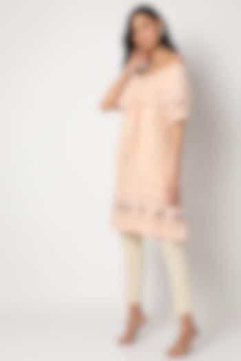 Peach Embroidered Off Shoulder Tunic by Aqube by Amber at Pernia's Pop Up Shop