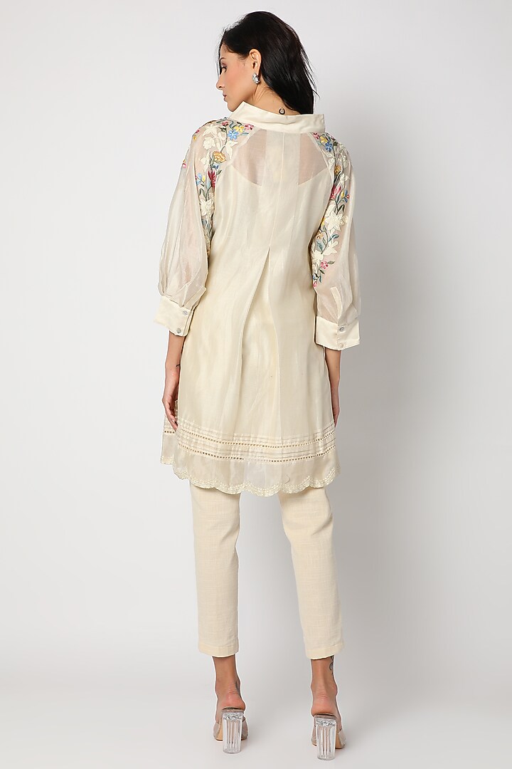 Cream Embroidered Straight Kurta With Inner by Aqube by Amber at Pernia's Pop Up Shop