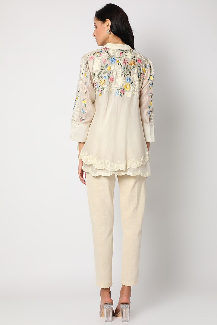 Cream Embroidered Layered Tunic by Aqube by Amber at Pernia's Pop Up Shop