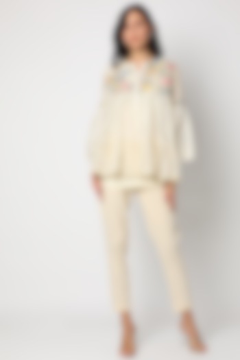 Cream Embroidered Short Tunic by Aqube by Amber at Pernia's Pop Up Shop