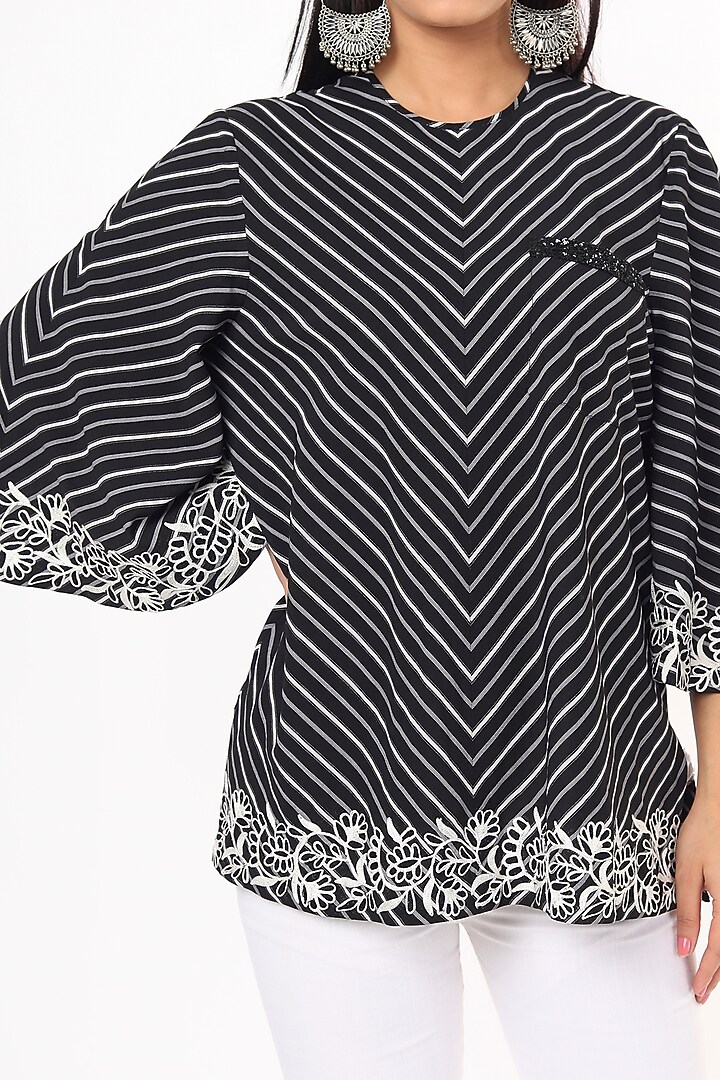 Black & White Embroidered Tunic by Aqube by Amber at Pernia's Pop Up Shop