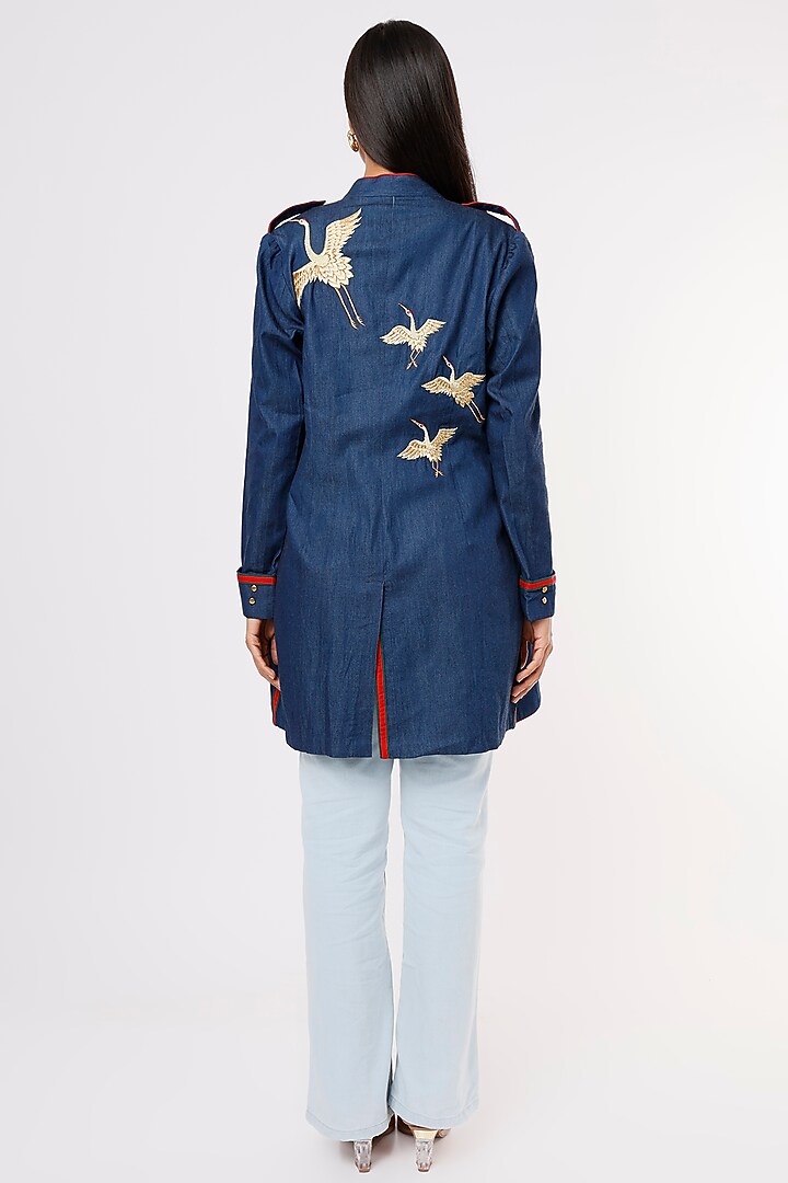 Blue Embroidered Jacket by Aqube by Amber at Pernia's Pop Up Shop