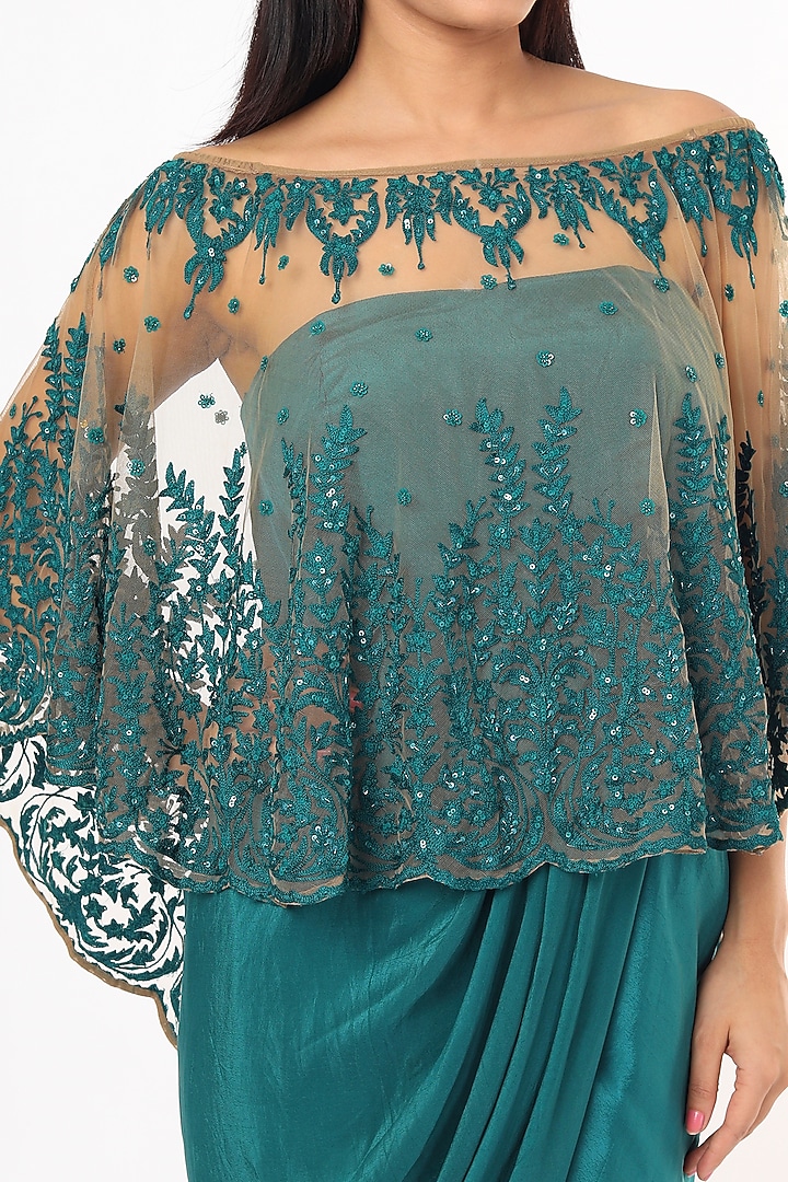 Emerald Green Embroidered Cocktail Dress by Aqube by Amber at Pernia's Pop Up Shop