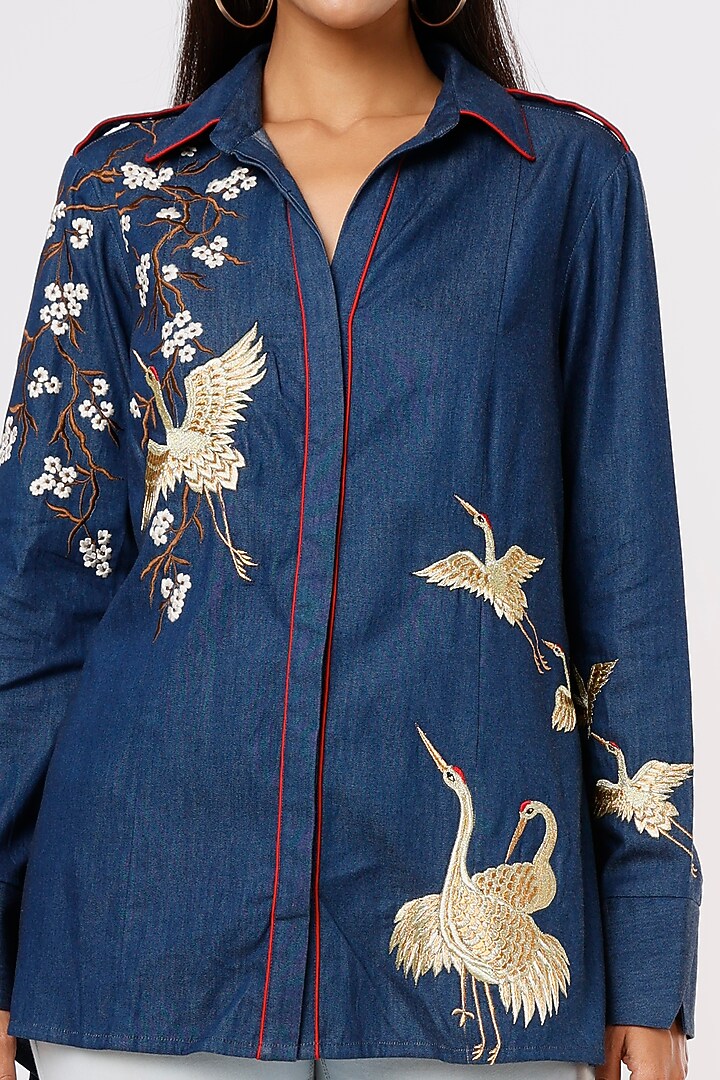 Blue Embroidered Tunic by Aqube by Amber at Pernia's Pop Up Shop