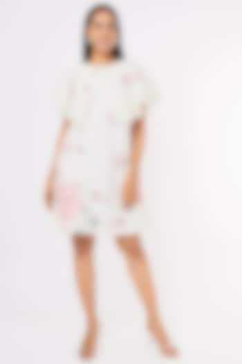 White Printed Dress by Aqube by Amber