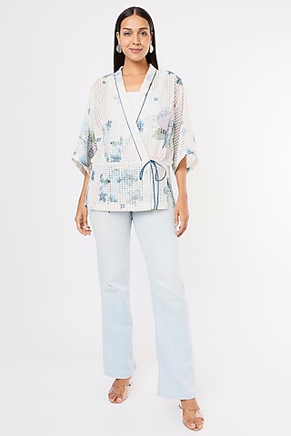 White Checkered Cover-Up by Aqube by Amber