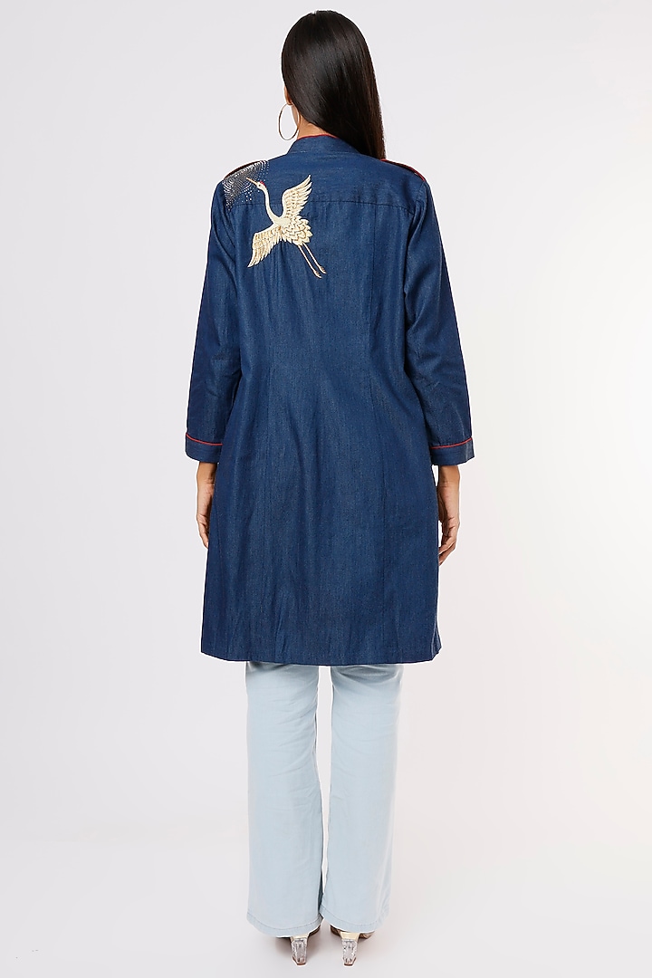 Blue Embroidered Jacket by Aqube by Amber at Pernia's Pop Up Shop