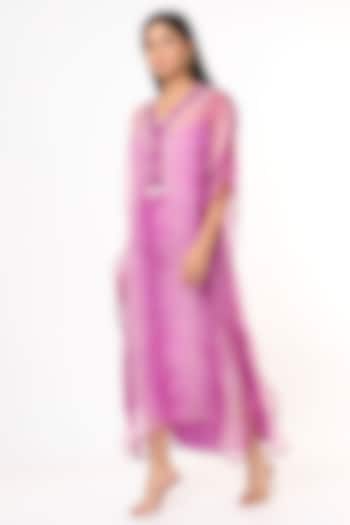Pink Embroidered Kaftan by Aqube by Amber
