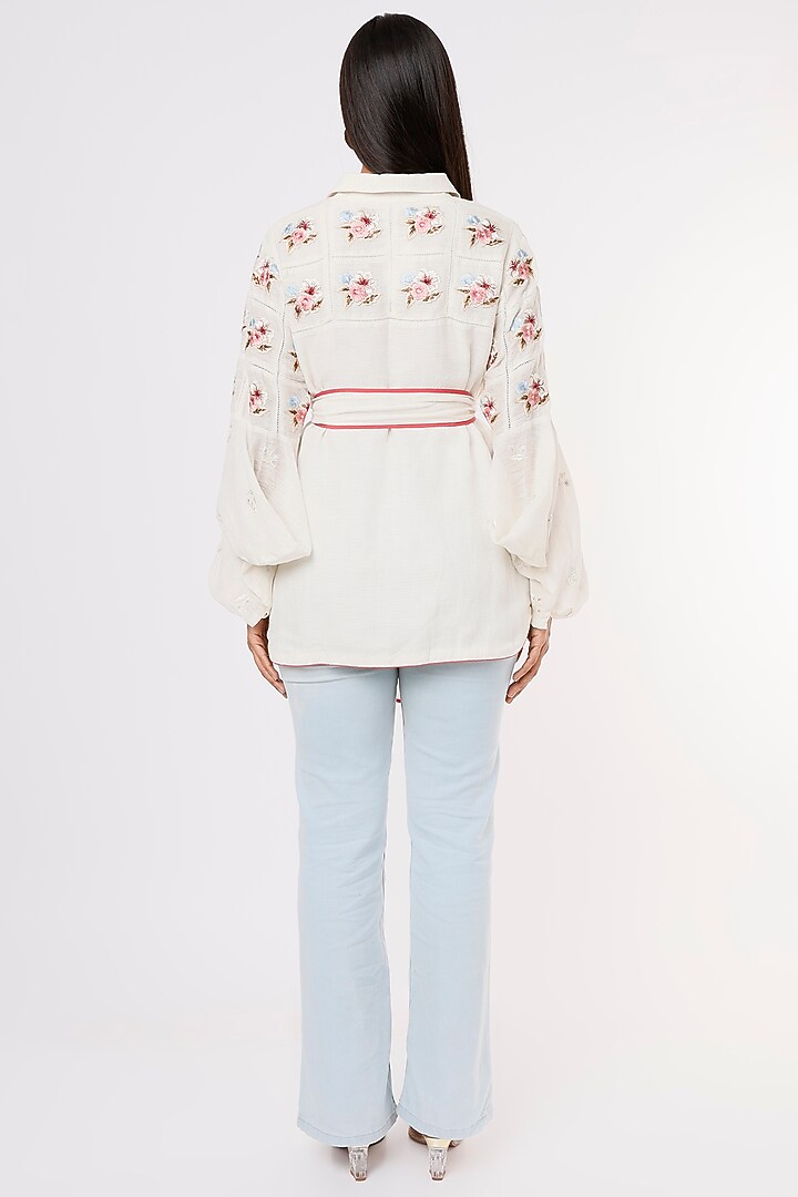 White Embroidered Shirt by Aqube by Amber at Pernia's Pop Up Shop
