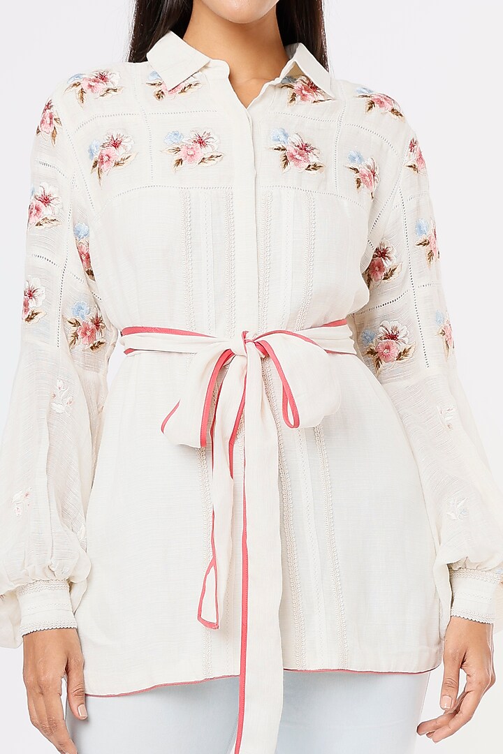 White Embroidered Shirt by Aqube by Amber at Pernia's Pop Up Shop