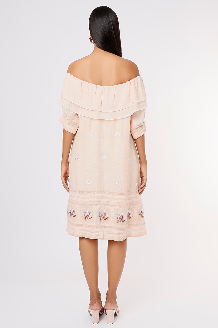 Peach Embroidered Vacation Dress by Aqube by Amber at Pernia's Pop Up Shop