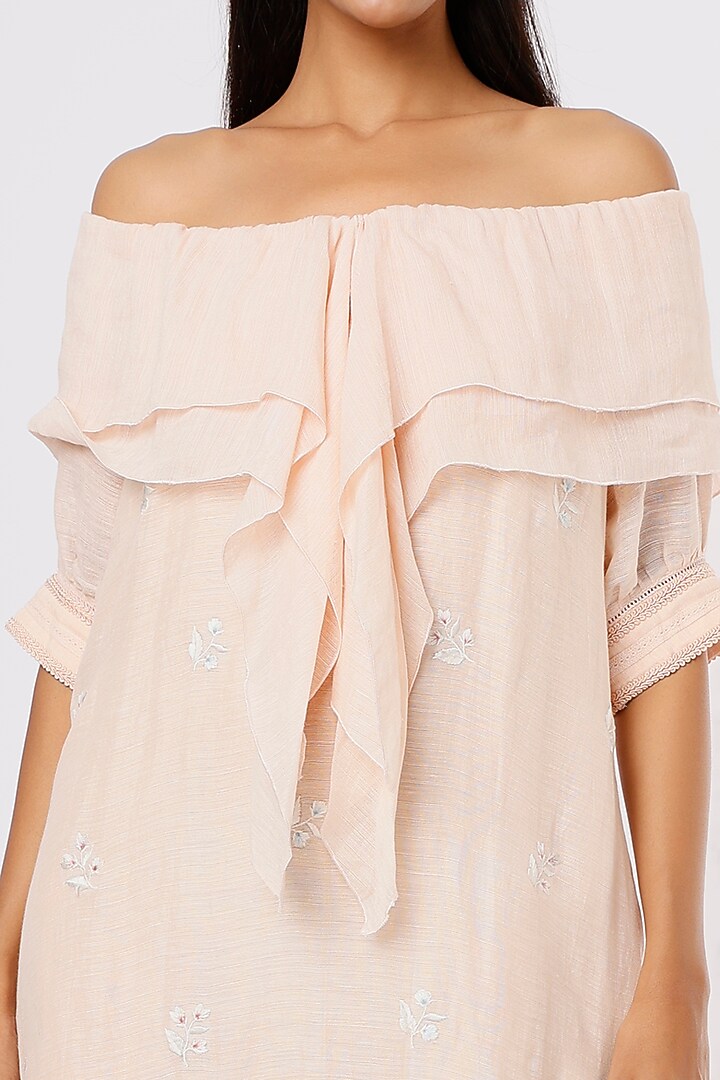 Peach Embroidered Vacation Dress by Aqube by Amber at Pernia's Pop Up Shop