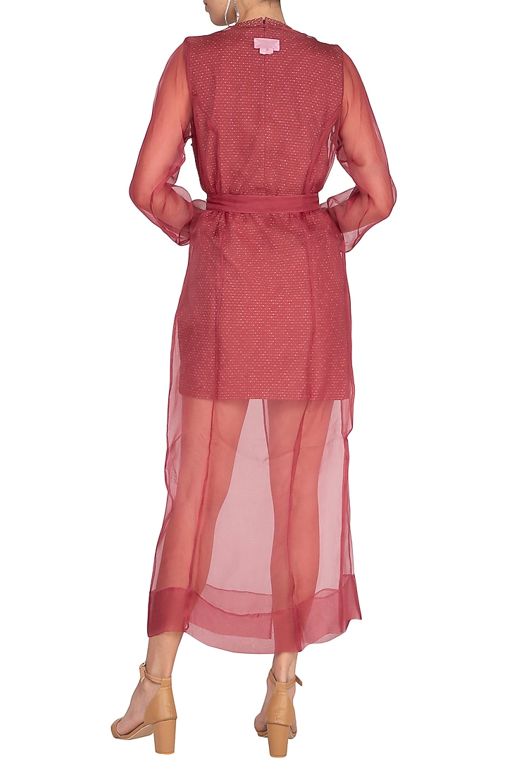Marsala Long Jacket With Belt by AQDUS at Pernia's Pop Up Shop