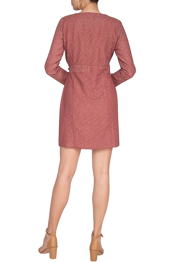 Marsala Embroidered Trench Coat With Waist Band by AQDUS at Pernia's Pop Up Shop
