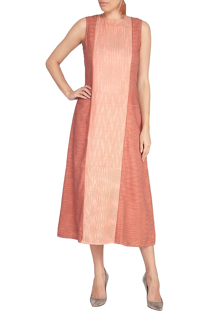 Coral Almond Embroidered A-line Summer Dress by AQDUS at Pernia's Pop Up Shop