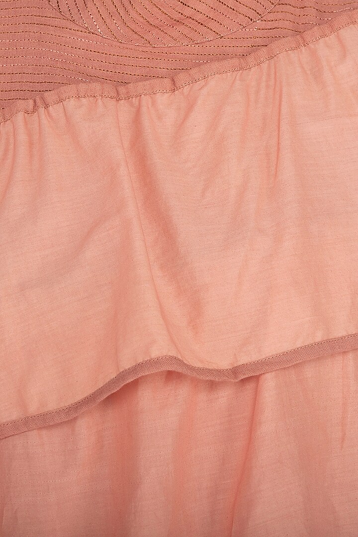 Peach Embroidered Flared Vacation Dress by AQDUS at Pernia's Pop Up Shop