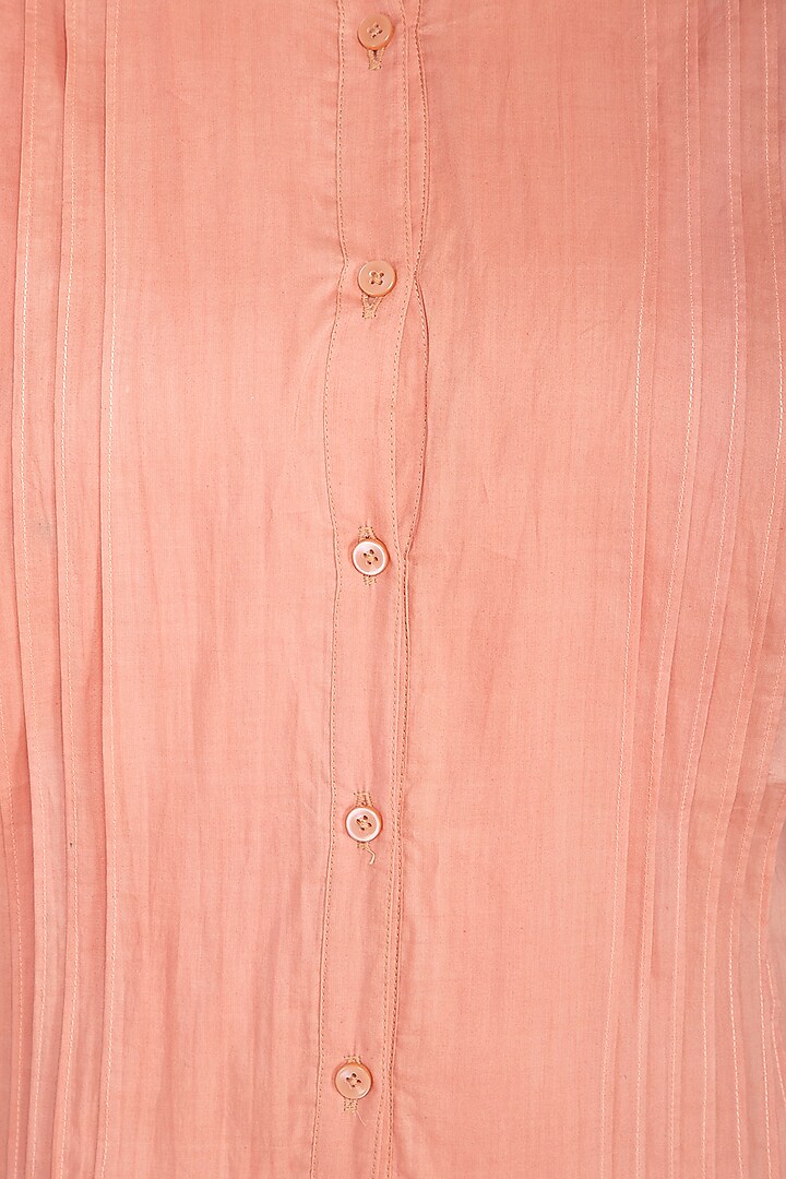 Coral Almond Pleated Midi Vacation Dress by AQDUS at Pernia's Pop Up Shop