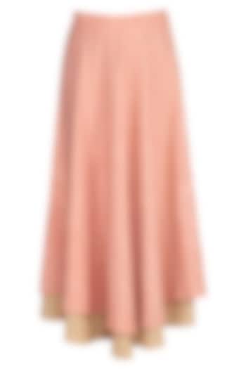 Coral Almond Embroidered Maxi Skirt by AQDUS