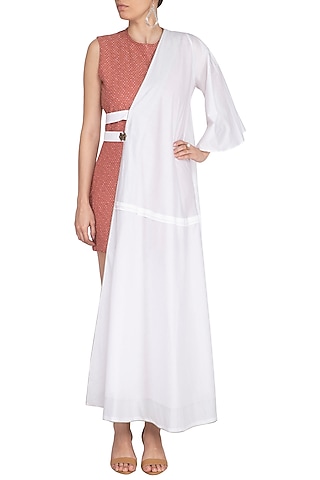 White Flared Half Jacket by AQDUS