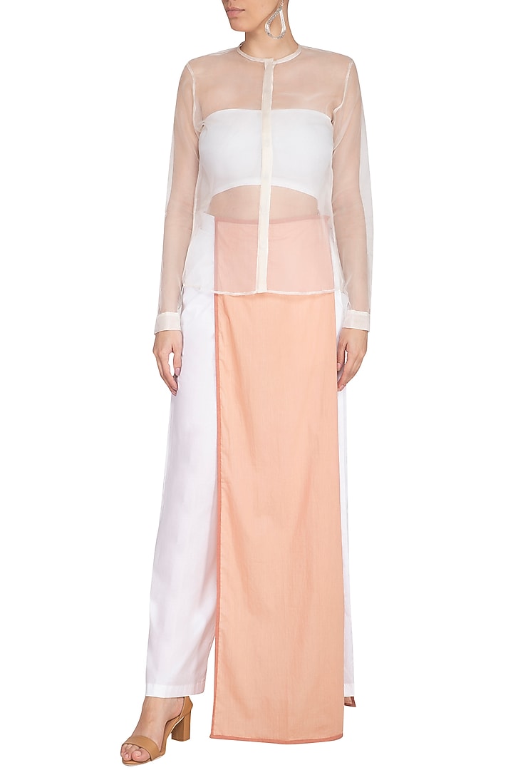 White Chinese Collared Shirt by AQDUS at Pernia's Pop Up Shop