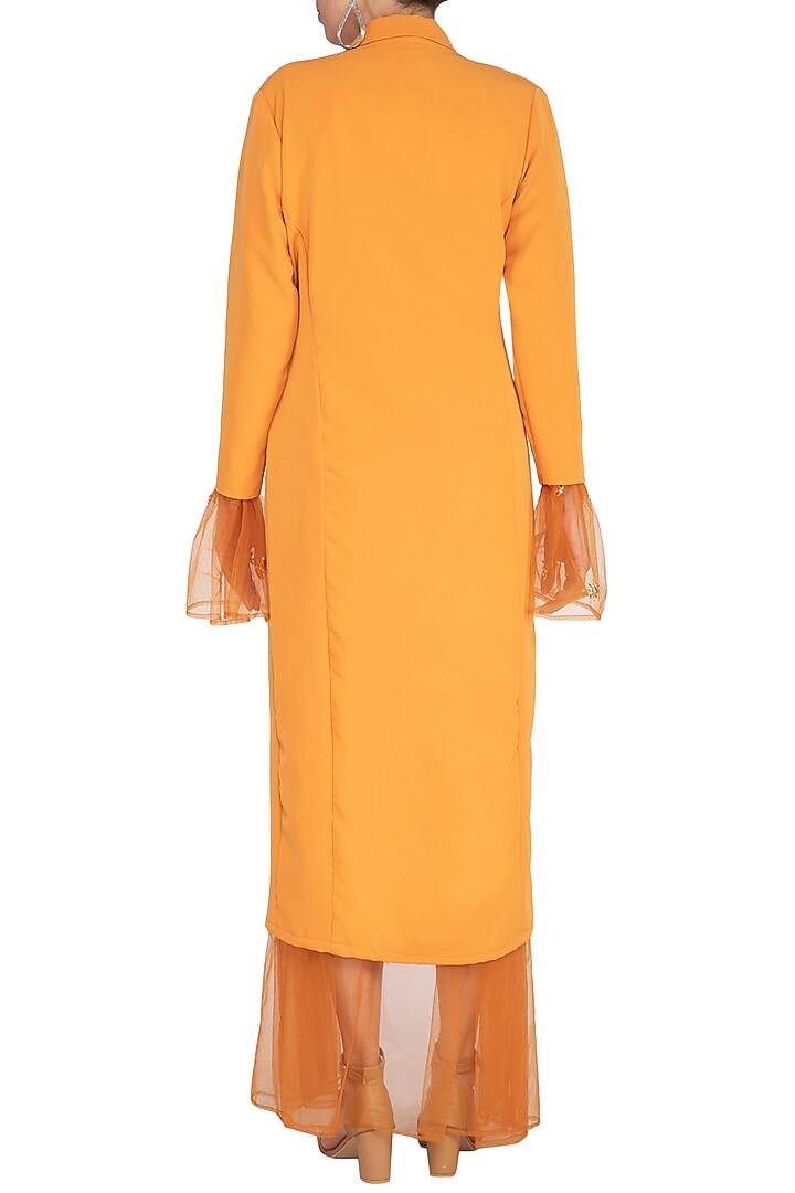 Orange Embroidered Knitted Jacket by AQDUS at Pernia's Pop Up Shop