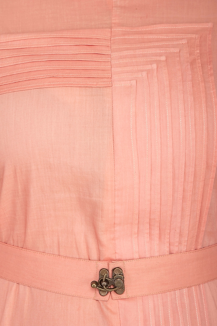 Coral Almond Cotton Pleated Summer Dress by AQDUS at Pernia's Pop Up Shop