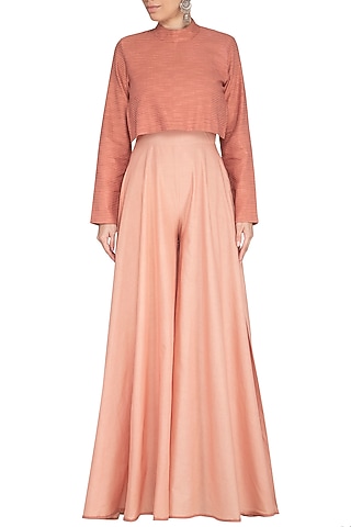 Coral Almond Flared Jumpsuit by AQDUS
