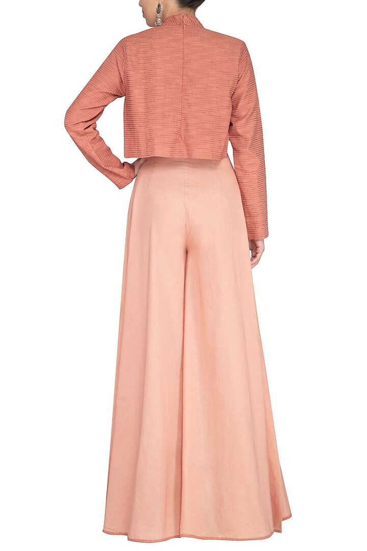 Coral Almond Flared Jumpsuit by AQDUS at Pernia's Pop Up Shop