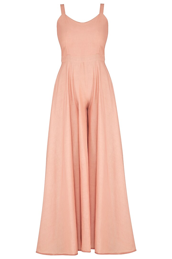 Coral Almond Flared Jumpsuit by AQDUS at Pernia's Pop Up Shop