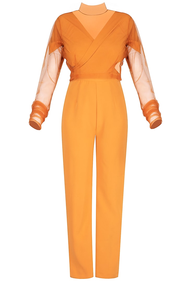 Orange Knitted Jumpsuit by AQDUS at Pernia's Pop Up Shop