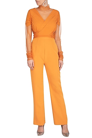 Orange Knitted Jumpsuit by AQDUS