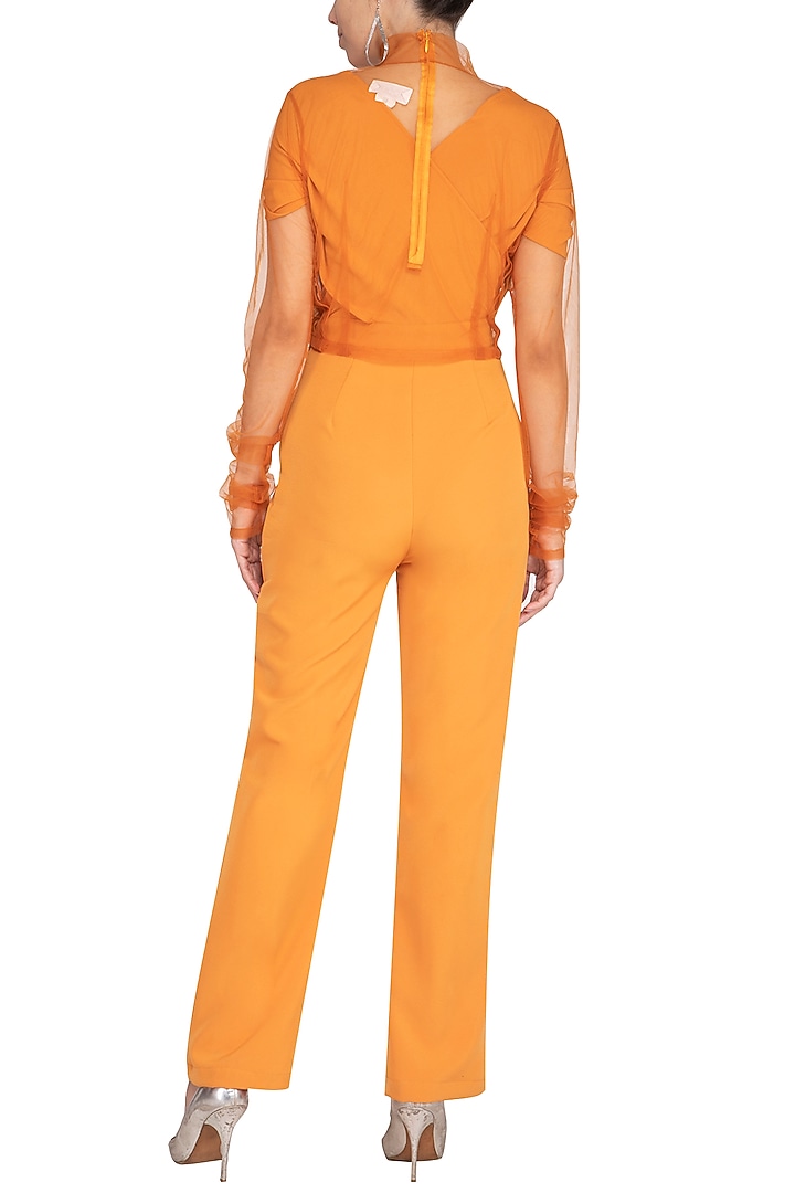 Orange Knitted Jumpsuit by AQDUS at Pernia's Pop Up Shop
