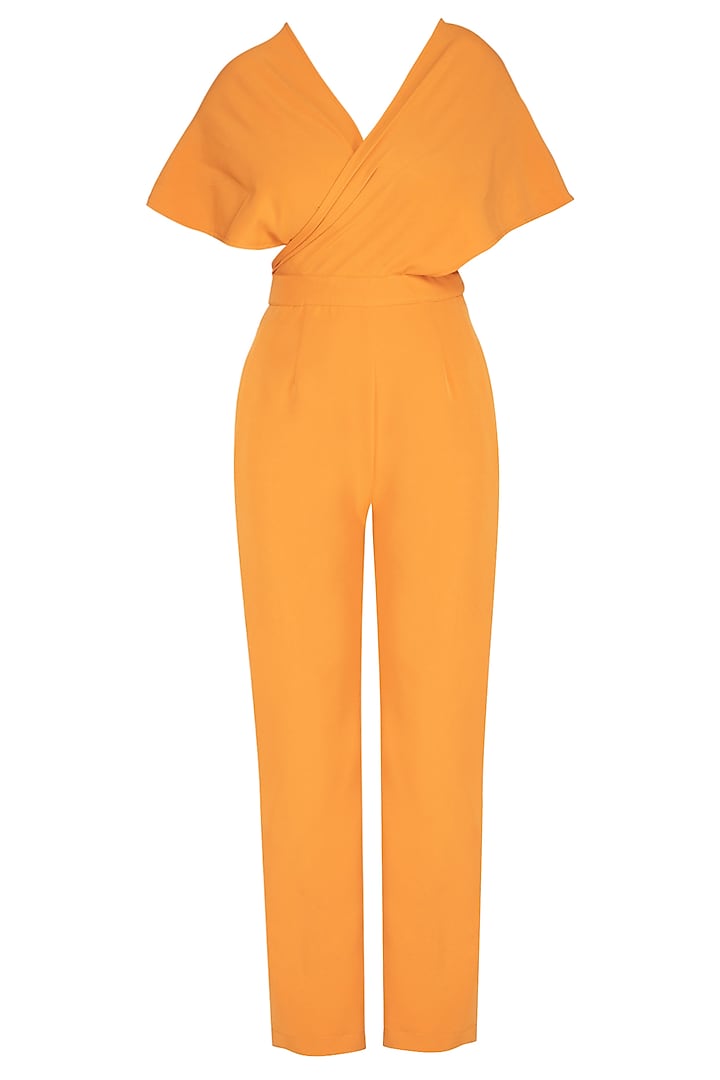Orange Knitted Jumpsuit by AQDUS at Pernia's Pop Up Shop